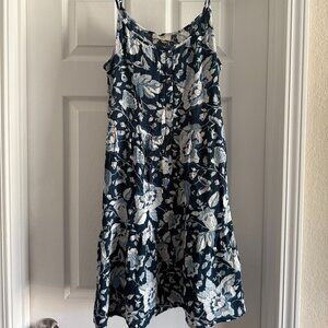 LOFT Outlet Blue Floral Spaghetti Strap Summer Dress – Size L